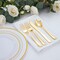 WDF300 Pieces Gold Plastic Silverware Disposable Gold Cutlery, Silverware Set Includes 100 Forks, 100 Spoons, 100 Knives -WDF